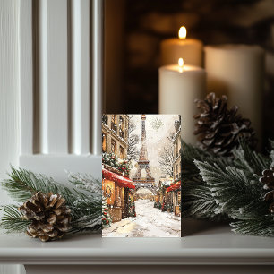 Christmas in Paris: Eiffel Tower Festive Street Holiday Card