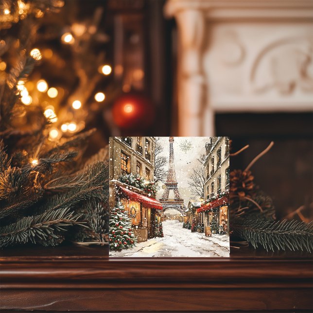 Christmas in Paris: Eiffel Tower Festive Street Holiday Card (Creator Uploaded)