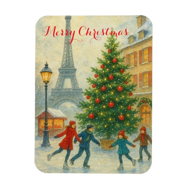 Christmas in Paris Eiffel Tower Winter  Magnet (Vertical)