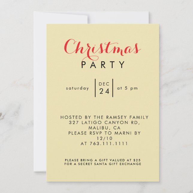 Christmas in Paris Eiffel Tower Winter Personalize Invitation (Back)