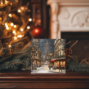 Christmas in Paris: Glittering Eiffel Tower Lane Holiday Card