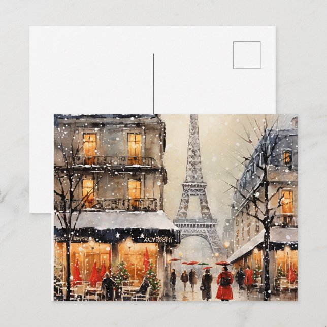 Christmas in Paris,  Holiday Postcard (Front/Back)