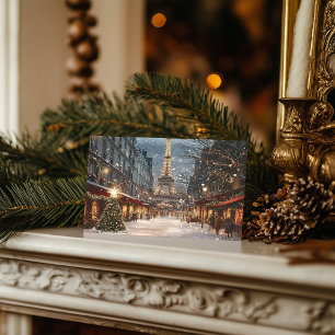 Christmas in Paris: Illuminated Eiffel Tower Holiday Postcard