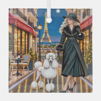 Christmas in Paris,Poodle Glass Tree Decoration