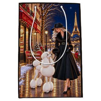 Christmas in Paris,Poodle Medium Gift Bag
