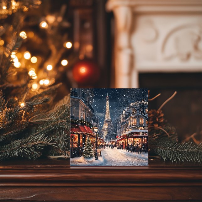 Christmas in Paris: Sparkling Eiffel Tower Avenue Holiday Card (Creator Uploaded)