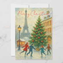 Christmas in Paris Thank You Card – Eiffel Tower 