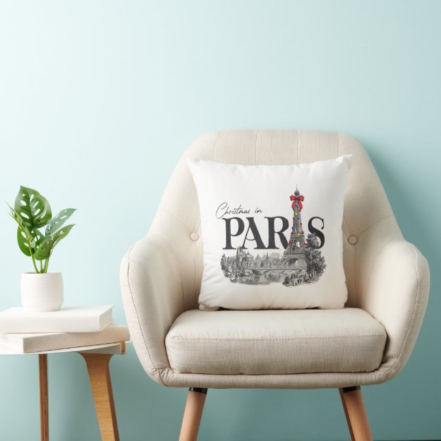 Christmas In Paris Throw Pillow (Chair)