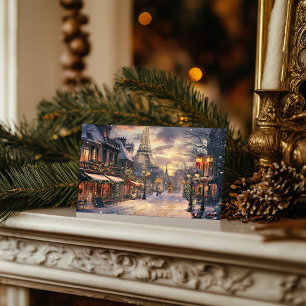 Christmas in Paris: Twilight at the Eiffel Tower Holiday Postcard