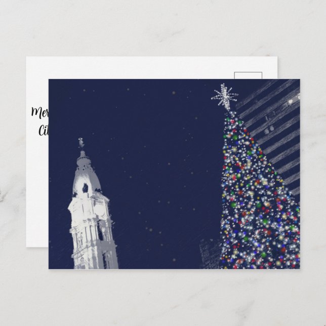 Christmas in Philadelphia with customisable text Holiday Postcard (Front/Back)