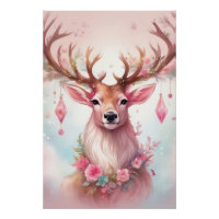 Christmas in pink: reindeer with pink Christmas