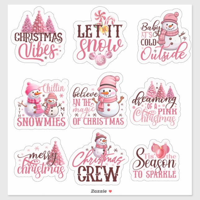 Christmas in Pink Stickers (Sheet)