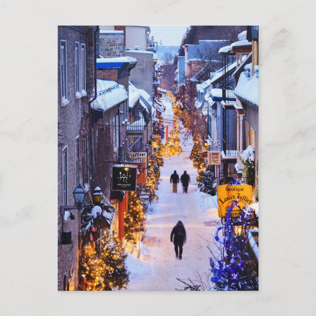 Christmas In Quartier Petit Champlain, Quebec Holiday Postcard (Front)