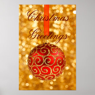 Christmas In Red And Gold Poster