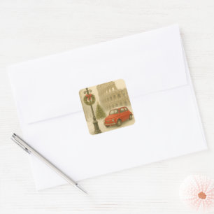 Christmas in Rome Italy – Holiday Art Square Sticker