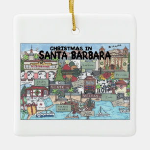 Christmas in Santa Barbara Ceramic Ornament