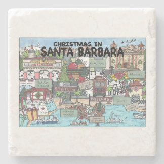 Christmas in Santa Barbara Stone Coaster