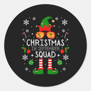 Christmas In September Squad Costume Elf Sunglasse Classic Round Sticker