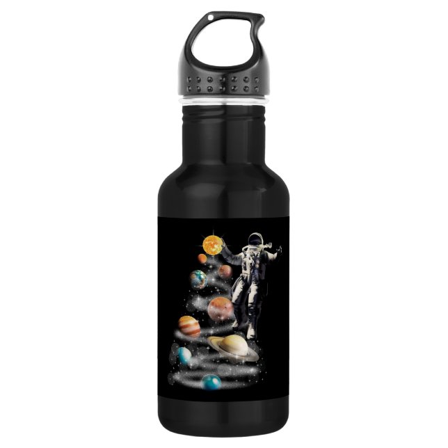 Christmas in Space Solar System Astronaut Invitati 532 Ml Water Bottle (Front)