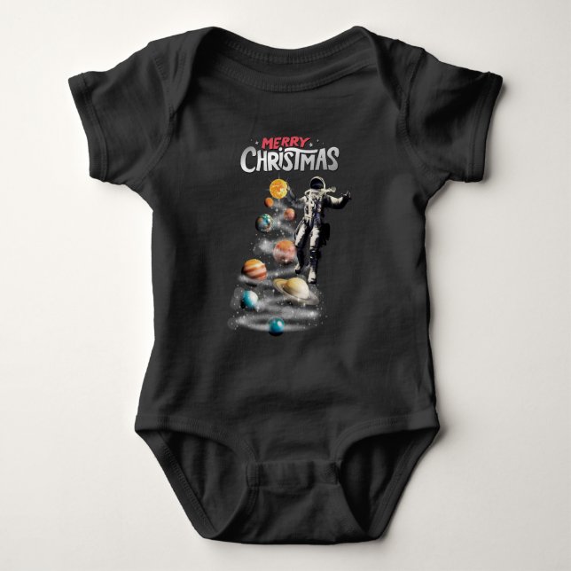 Christmas in Space Solar System Astronaut Invitati Baby Bodysuit (Front)