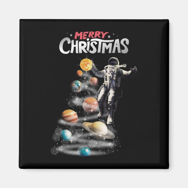 Christmas in Space Solar System Astronaut Invitati Magnet (Front)