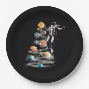 Christmas in Space Solar System Astronaut Invitati Paper Plate