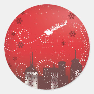 Christmas in the city customisable urban classic round sticker