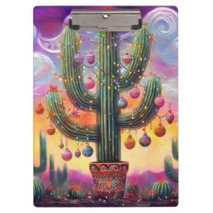 Christmas in the Desert Southwest Saguaro Cactus Clipboard