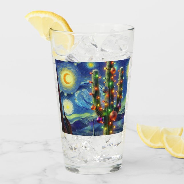 Christmas in the Desert Southwest Saguaro Cactus Glass (Front Ice)