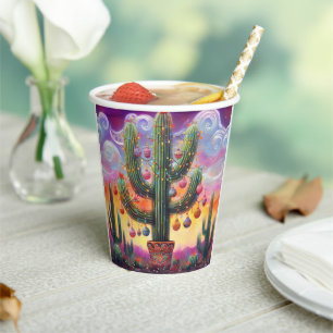 Christmas in the Desert Southwest Saguaro Cactus Paper Cups