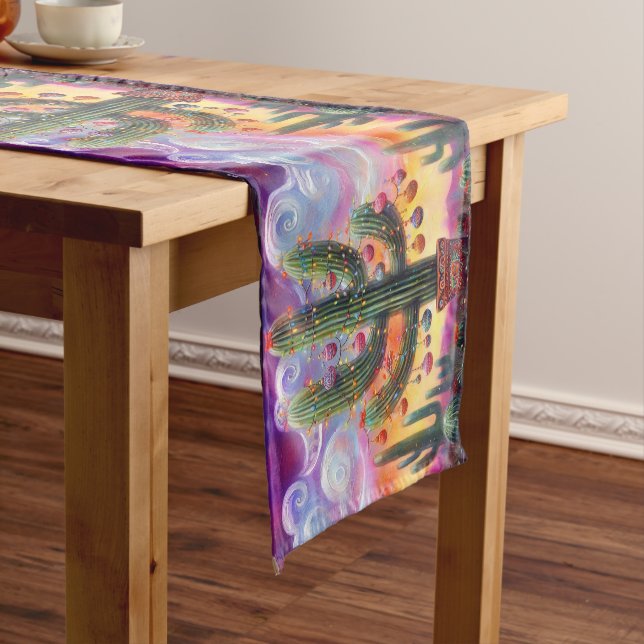 Christmas in the Desert Southwest Saguaro Cactus Short Table Runner (In Situ)