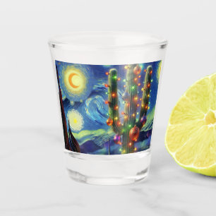 Christmas in the Desert Southwest Saguaro Cactus Shot Glass