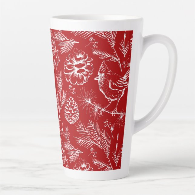 Christmas in the Forest Winter Bird and Berries Latte Mug (Right)