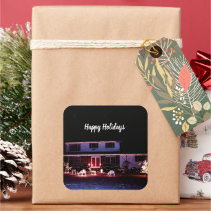 CHRISTMAS IN THE NEIGHBORHOOD card Square Sticker