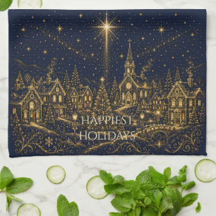 Christmas in the Stars Christmas Village Tea Towel