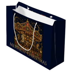 Christmas in the Stars Horse Carousel Large Gift Bag