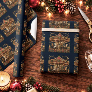 Christmas in the Stars Horse Carousel Wrapping Paper