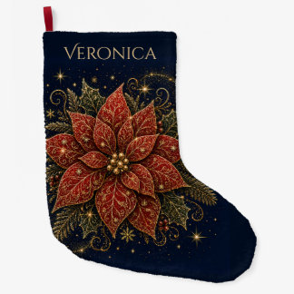 Christmas in the Stars | Poinsettia Large Christmas Stocking
