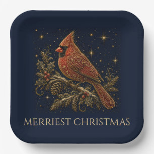 Christmas in the Stars Red Cardinal Paper Plate