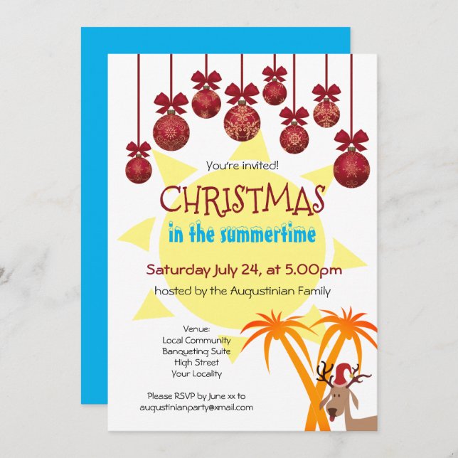 Christmas in the Summertime Party Invitation (Front/Back)