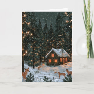 Christmas in the woods greeting card