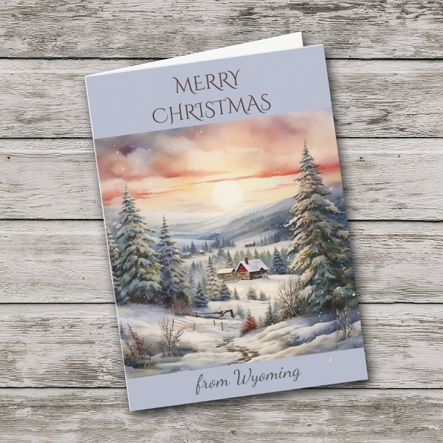 Christmas in Wyoming Mountain Cabin Holiday Card (Creator Uploaded)