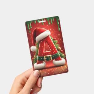 Christmas Initial A For Holiday Gifts ID Badge