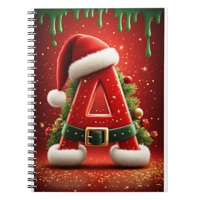 Christmas Initial A For Holiday Gifts Notebook (Front)