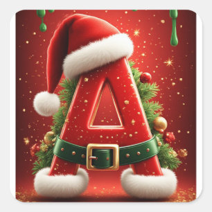 Christmas Initial A For Holiday Gifts Square Sticker