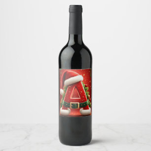 Christmas Initial A For Holiday Gifts Wine Label