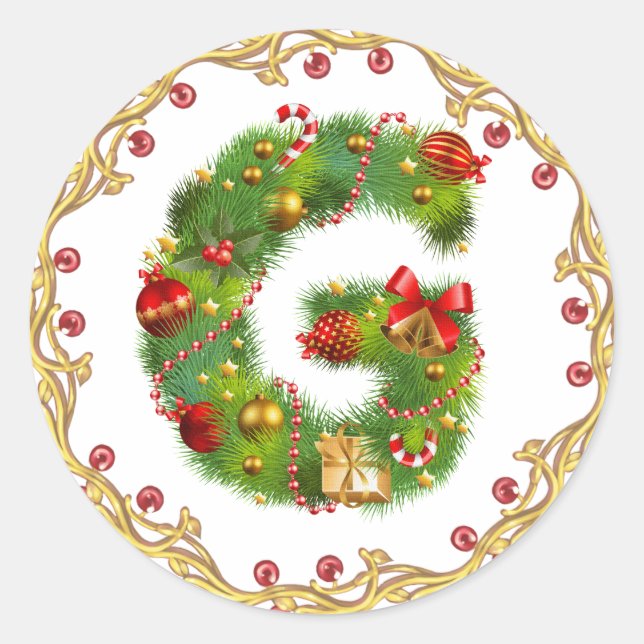 christmas initial G monogram sticker (Front)