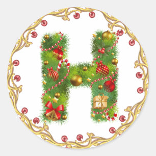 christmas initial H monogram sticker