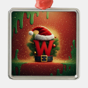 Christmas Initial W For Holiday Gifts Metal Tree Decoration
