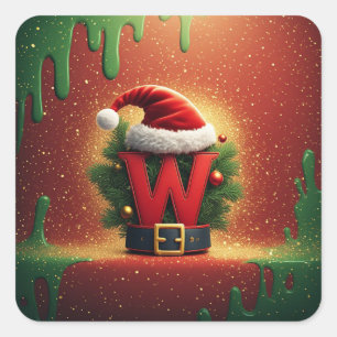 Christmas Initial W For Holiday Gifts Square Sticker